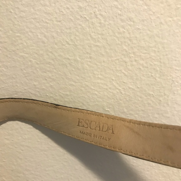 Escada Metallic Croc Embossed Gray Leather Belt - Picture 6 of 7